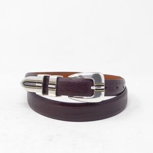 Johnston & Murphy Mens Belt Burgundy Lizard Embossed Western Leather Size 38
